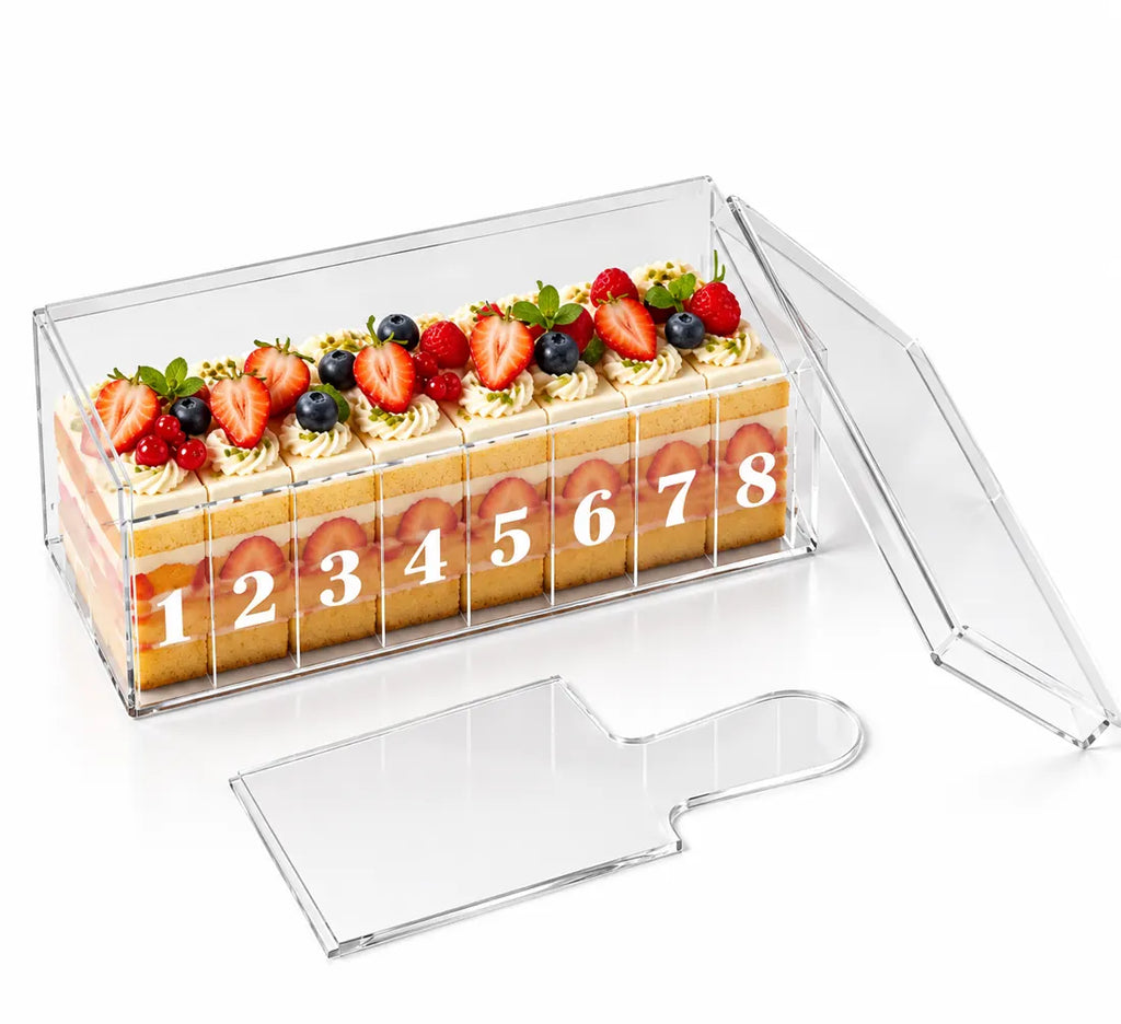 Boîte à gâteau en acrylique pour desserts, tiramisu, gâteau à étages, 30 x 10 x 12 cm