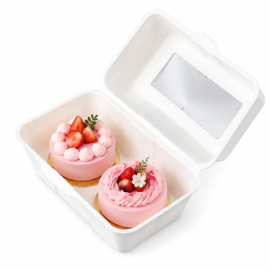 Boîte à gâteau Bento ou petit gateau 20 x 12 x 10 cm avec fenêtre rectangulaire