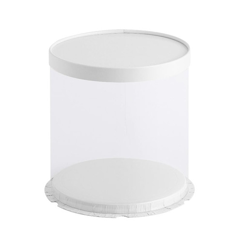 Boite à gâteau ronde transparente blanche - taille aux choix