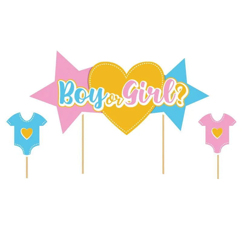 Cake topper assortis thème Gender reveal "Boy or Girl?"