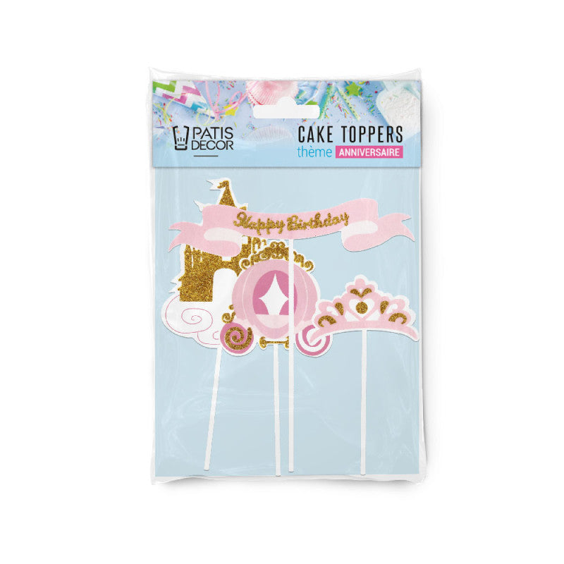 Cakes toppers Anniversaire princesses (x4)