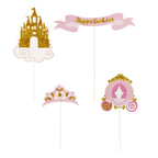 Cakes toppers Anniversaire princesses (x4)