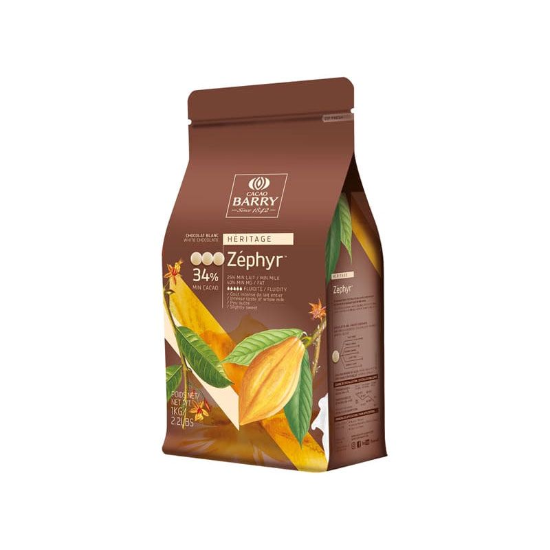 Chocolat Blanc Zéphyr pistoles 34 % 1 Kg