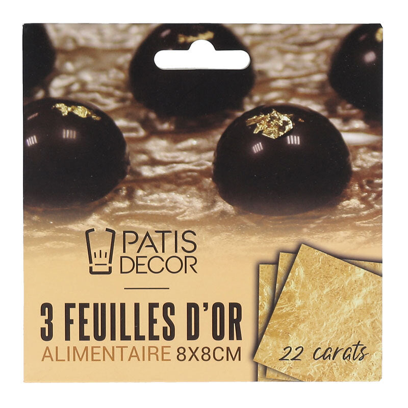 Feuilles d'or alimentaire (x3) - Patisdecor