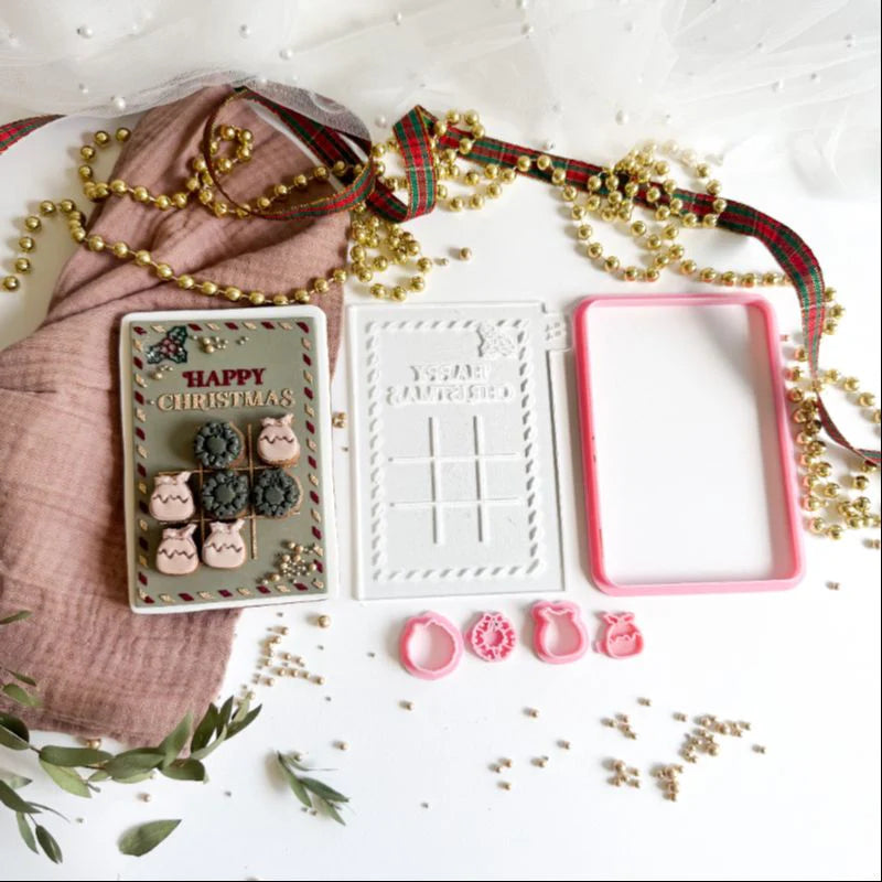 Tampon & cutters à biscuits Jeu de morpion de Noël Noughts and Cross - Lissie Lou