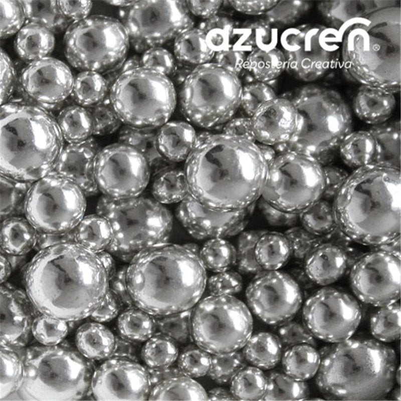 Perles de Sucre Argent 4, 6 et 8 mm contenance 90g - Azucren