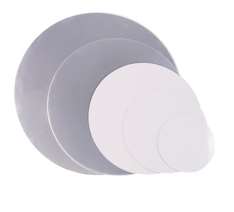 Set Cake Card 10,15,20,25,30 cm Argent/Blanc 2 mm