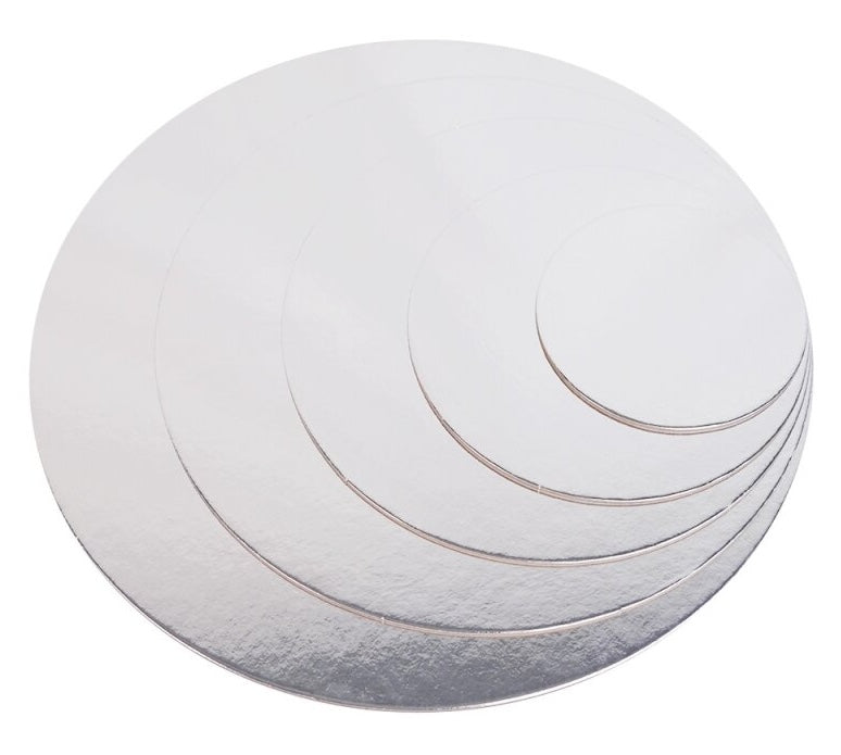 Set Cake Card 10,15,20,25,30 cm Argent/Blanc 2 mm