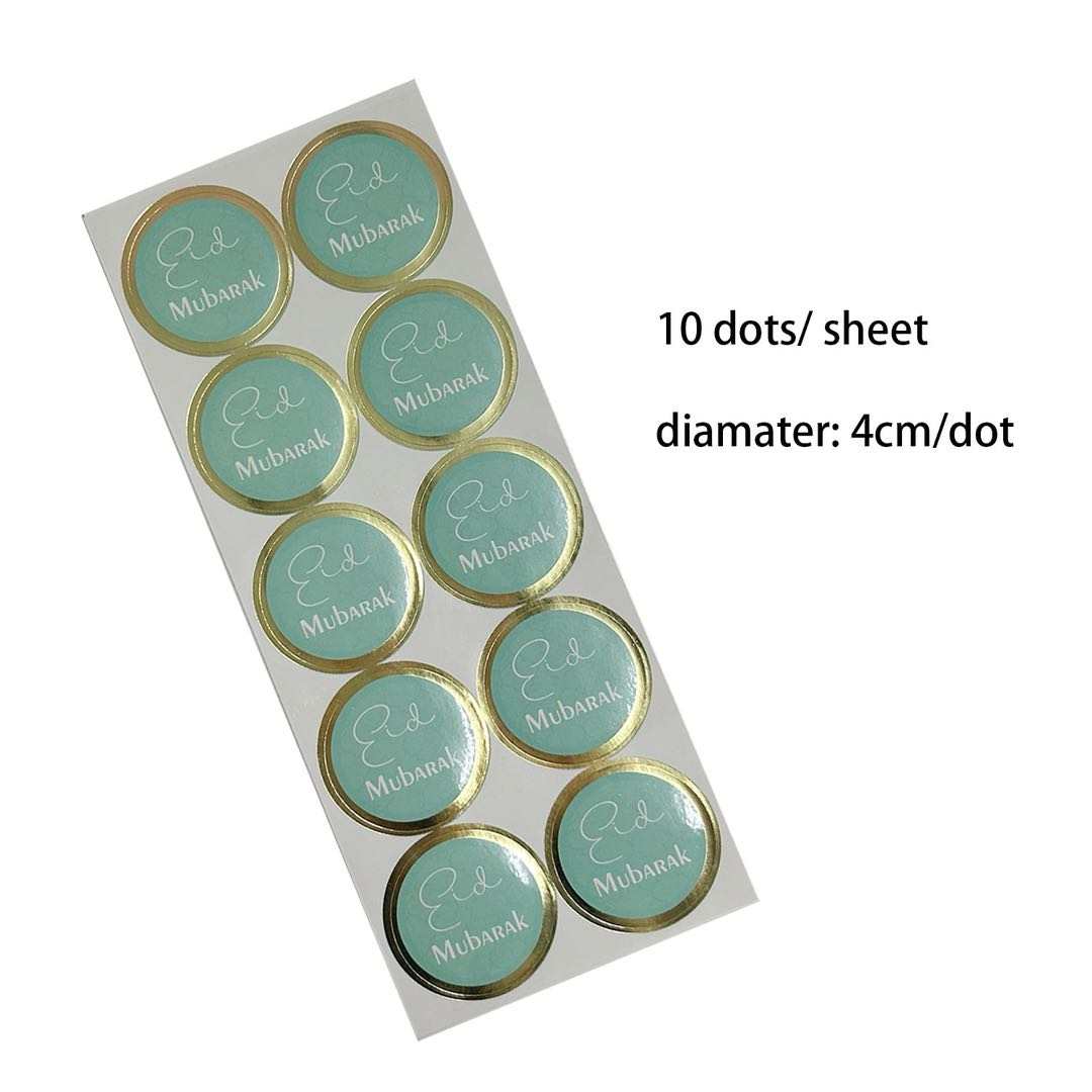 10 Stickers Eid Mubarak Bleu Tiffany