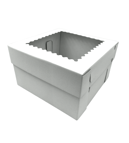 Boîte à gâteau blanche avec fenêtre, extra résistante, 35 × 35 × 15 cm