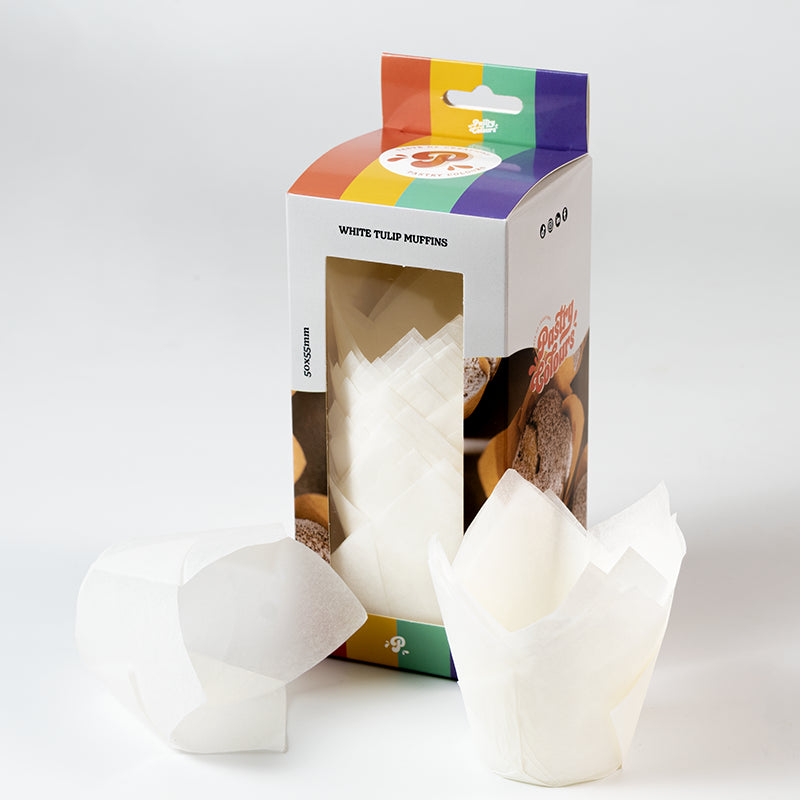 50 Muffins Tulipe caissettes Blanc